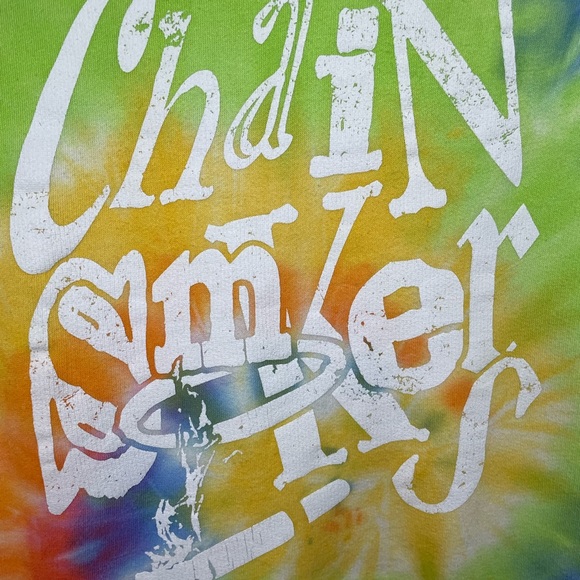 The Chainsmokers 2019 World War Joy Blue Tie Dye Concert Hoodie Size Small - Picture 5 of 12